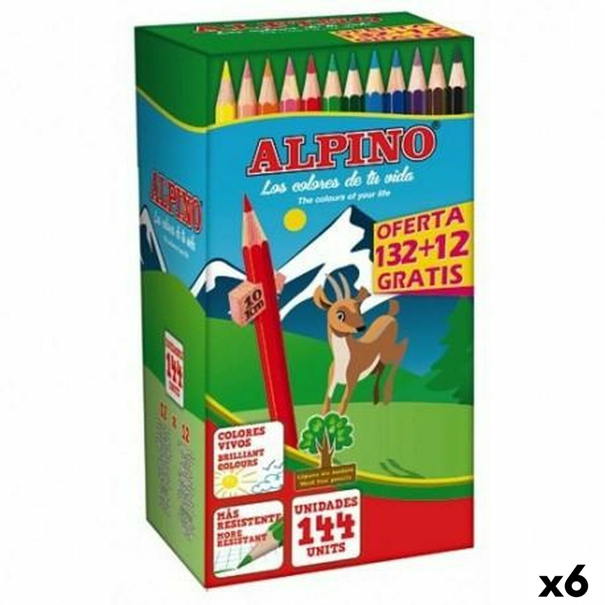 Lápices de colores Alpino KIDS EVOLUTION STRIPES Multicolor 144 Piezas (6 Unidades)