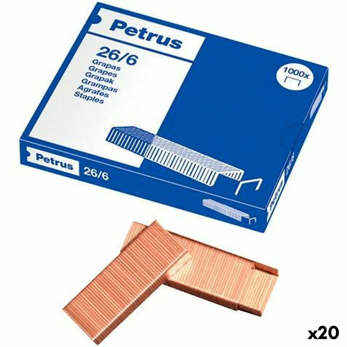 Grapas Petrus 26/6 6 mm 1000 Piezas (20 Unidades)