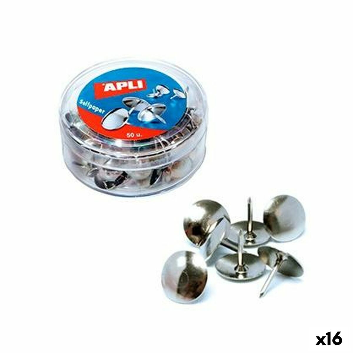 Chinchetas Apli Plateado Níquel (16 Unidades)