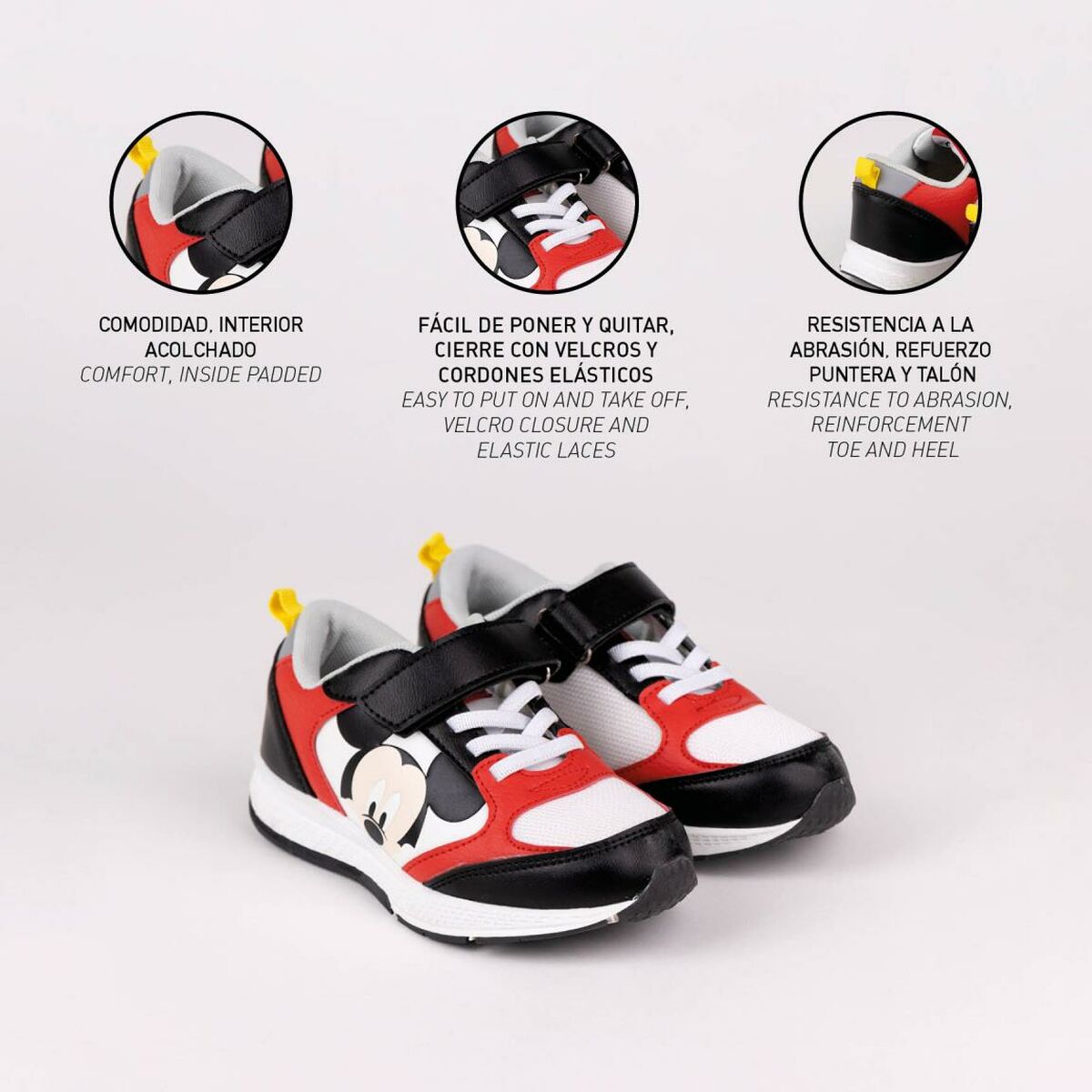 Zapatillas Deportivas Infantiles Mickey Mouse Negro Rojo 27
