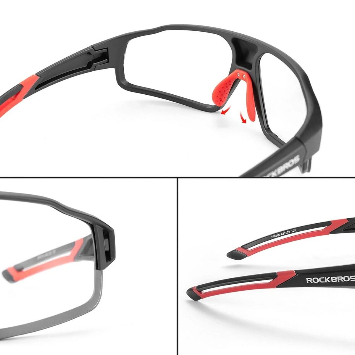 Gafas de Ciclismo Rockbros 163749 Negro Rojo