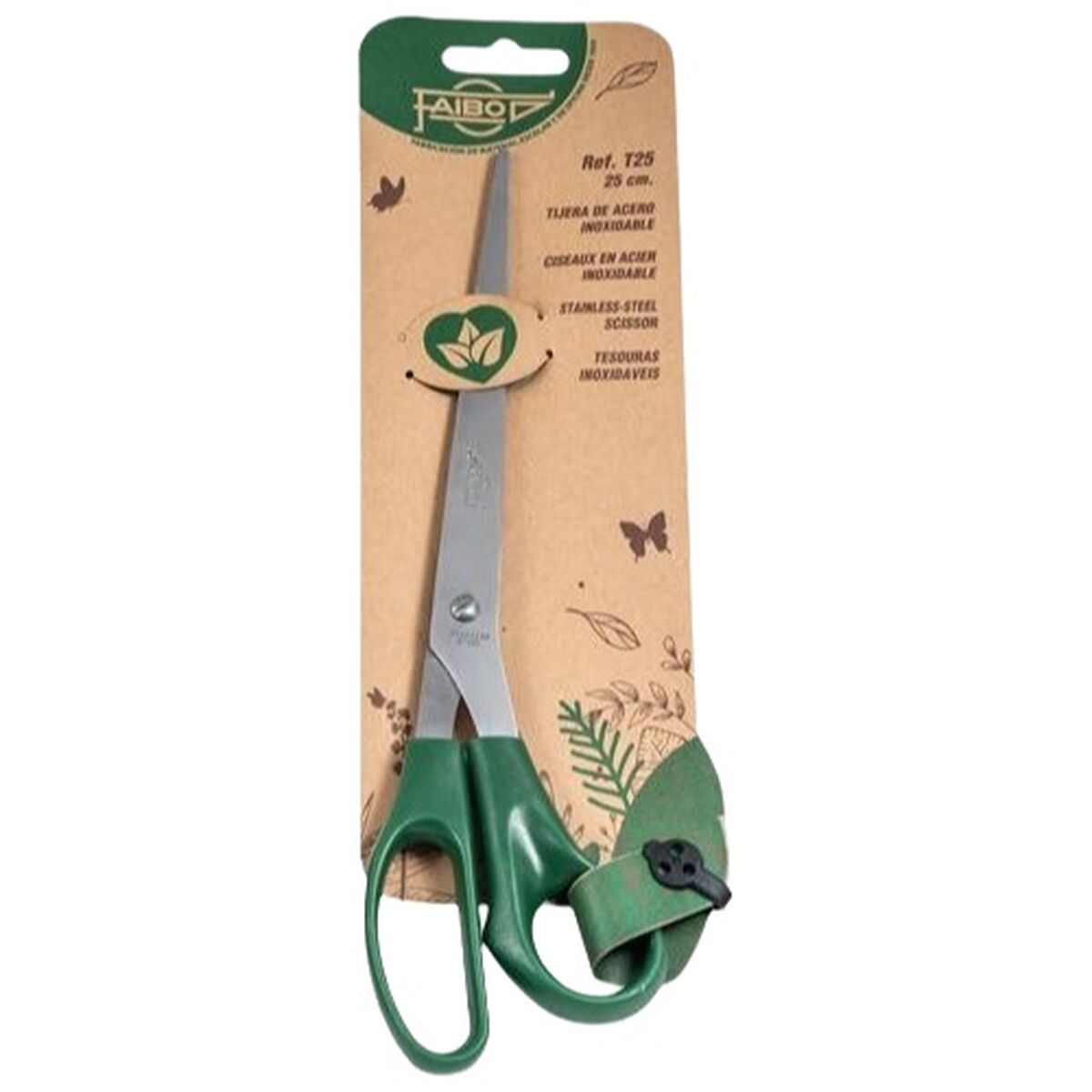 Tijeras Faibo Verde Acero Inoxidable Plástico 25 cm (10 Unidades)