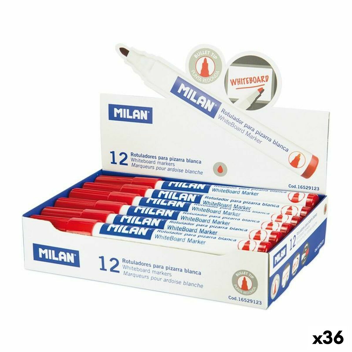 Set de Rotuladores Milan Pizarra blanca 12 Piezas (36 Unidades)