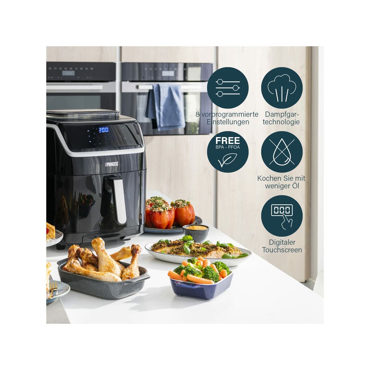 Freidora de Aire Princess 871301609842901.182080.01.001 1700 W Negro