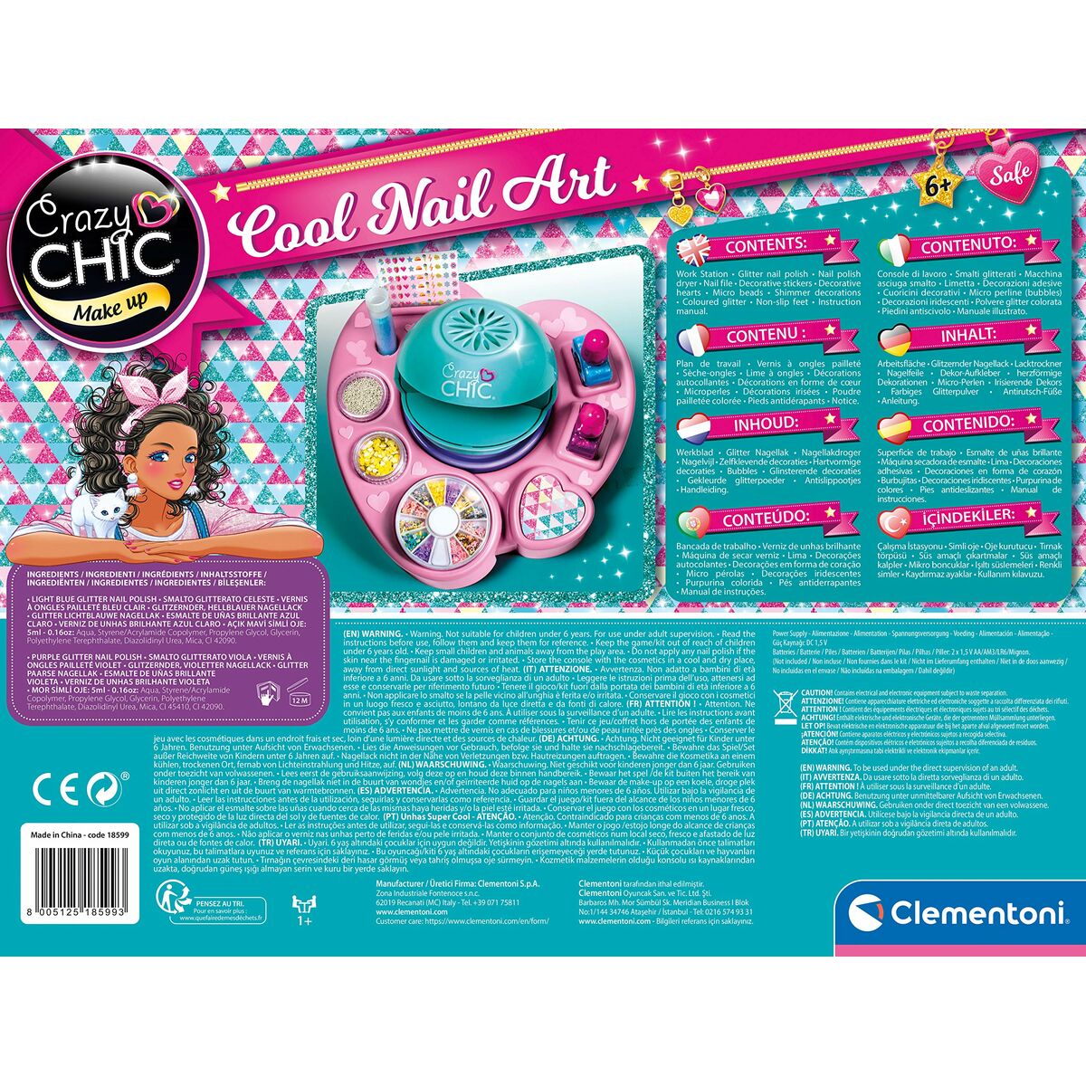 Set de Maquillaje Infantil Clementoni COOL NAILS 38,5 x 28,5 x 7,8 cm
