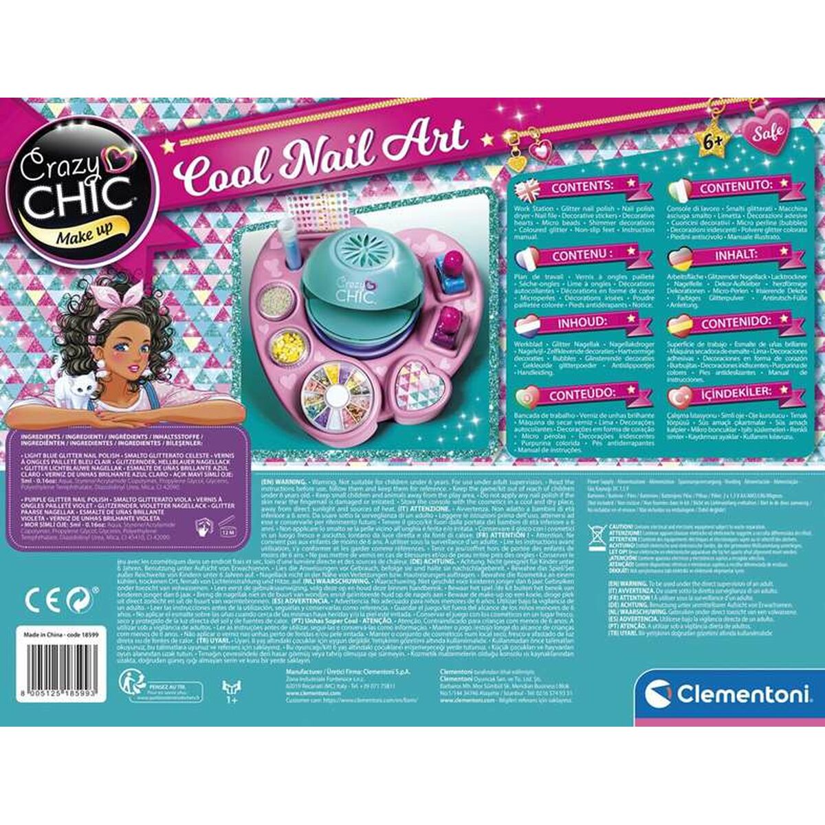 Set de Maquillaje Infantil Clementoni COOL NAILS 38,5 x 28,5 x 7,8 cm