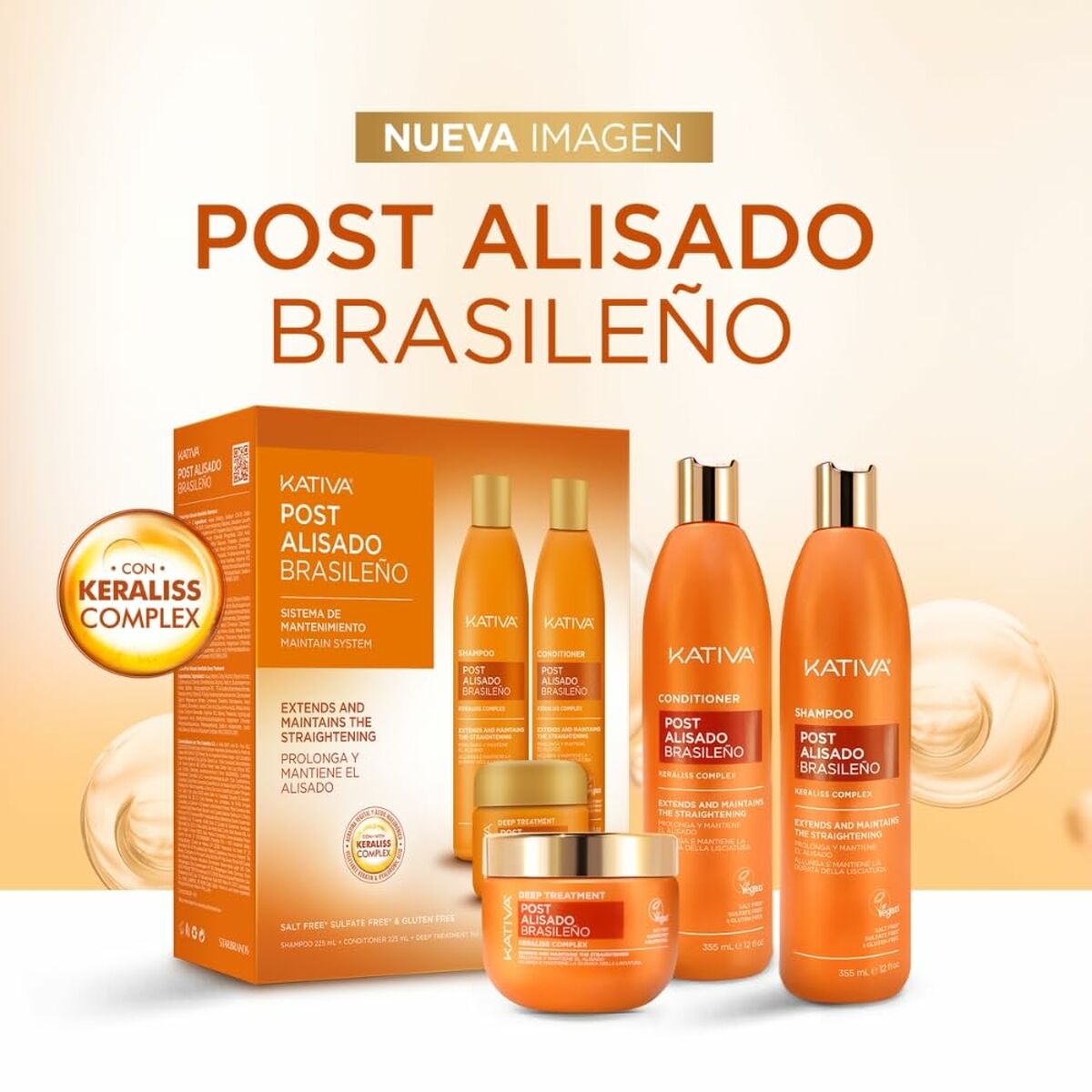 Champú + Acondicionador Kativa KERATIN EXPRESS 3 Piezas