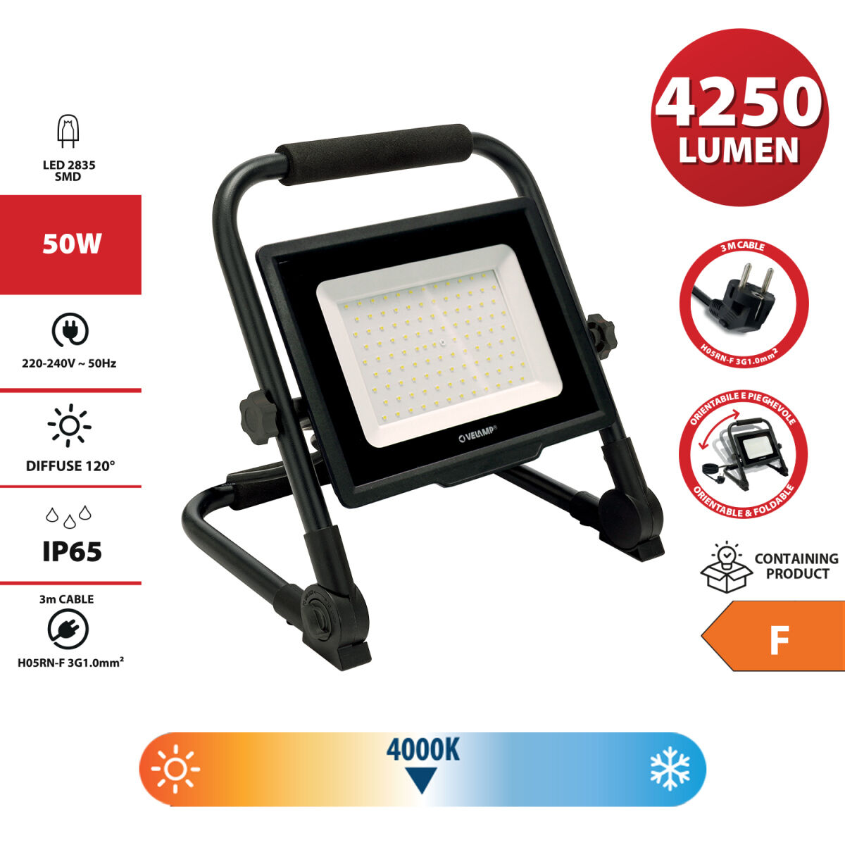 Foco LED Velamp 100 W 4000 K 8500 Lm