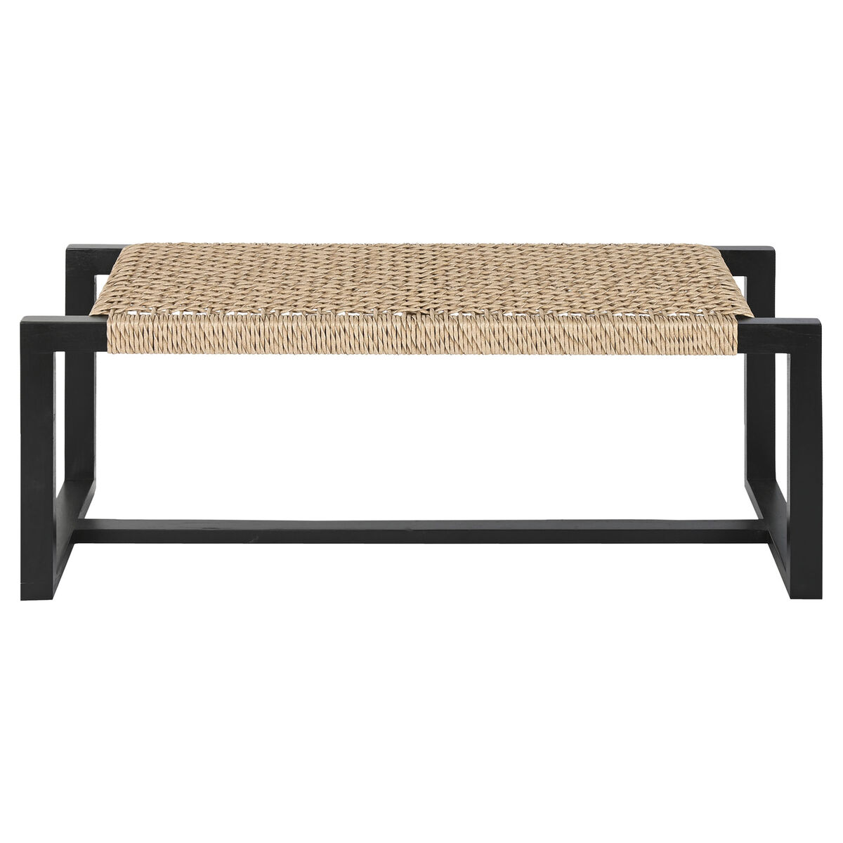 Banqueta Home ESPRIT Negro Fibra sintética Fibra madera de teca 120 x 40 x 45 cm