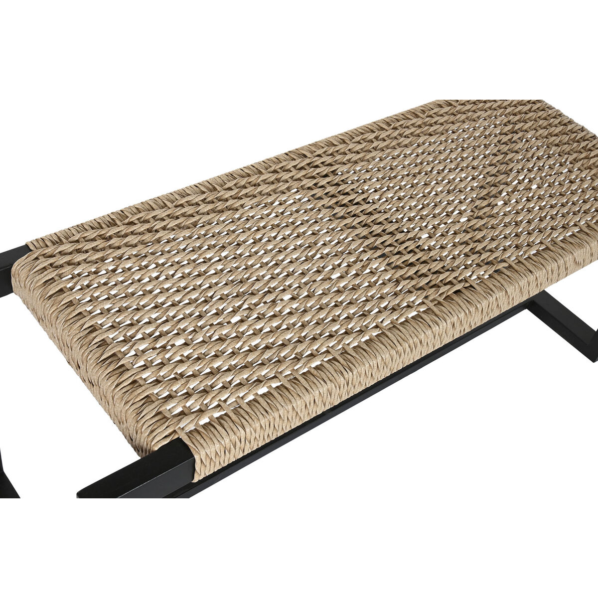 Banqueta Home ESPRIT Negro Fibra sintética Fibra madera de teca 120 x 40 x 45 cm