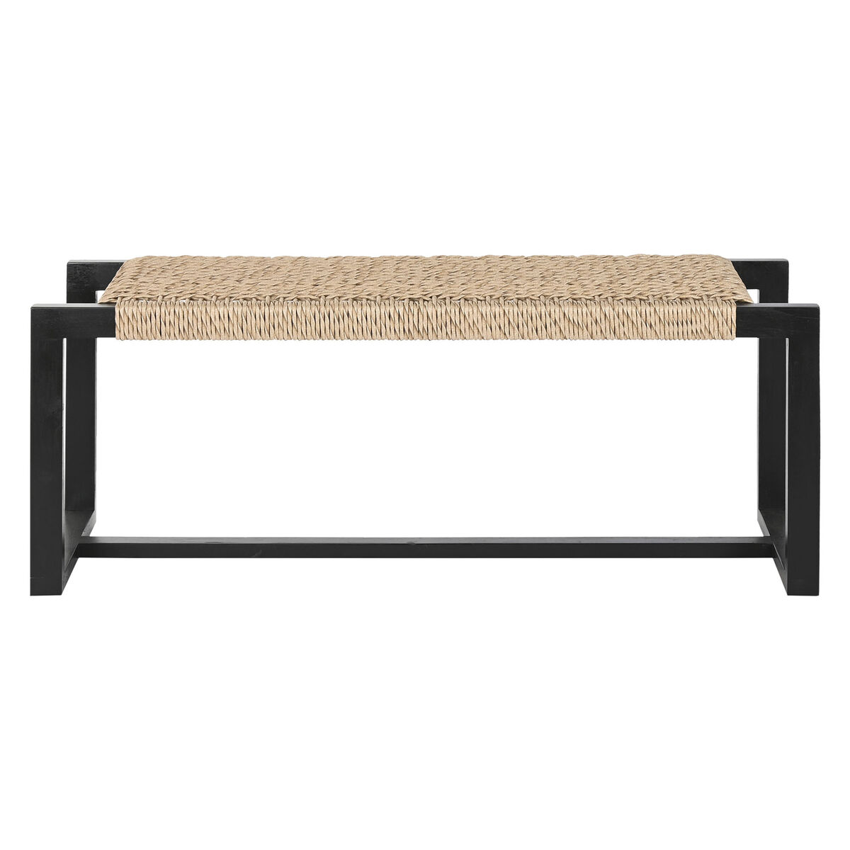 Banqueta Home ESPRIT Negro Fibra sintética Fibra madera de teca 120 x 40 x 45 cm