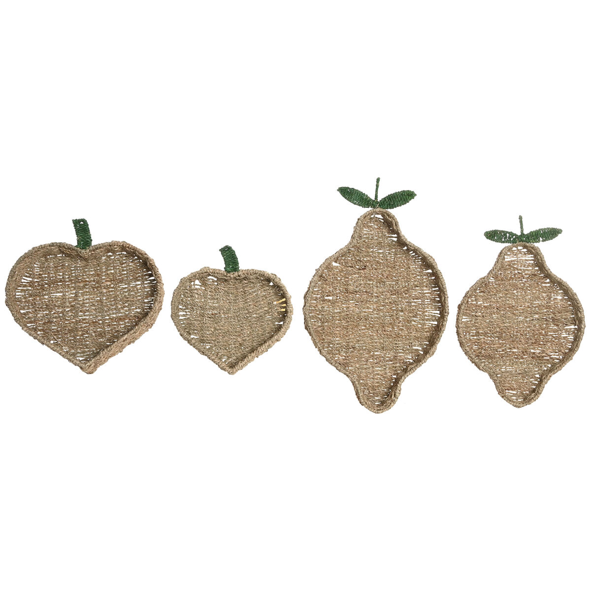 Centro de Mesa Home ESPRIT Verde Natural Metal Fibra natural 33 X 32 X 8 CM (2 Unidades)