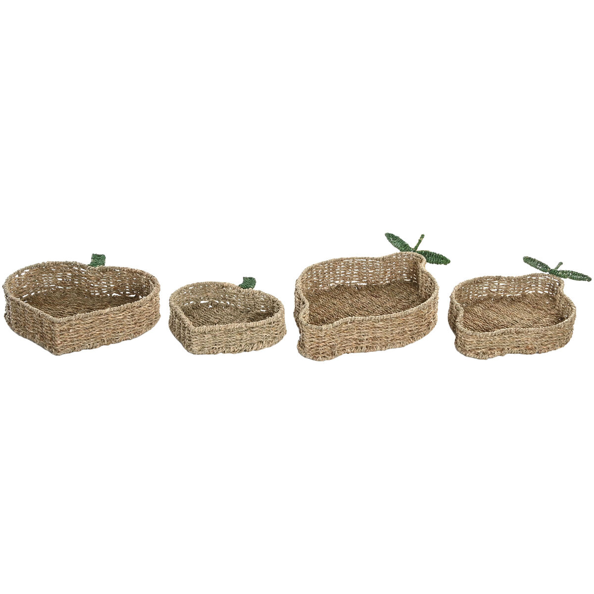 Centro de Mesa Home ESPRIT Verde Natural Metal Fibra natural 33 X 32 X 8 CM (2 Unidades)