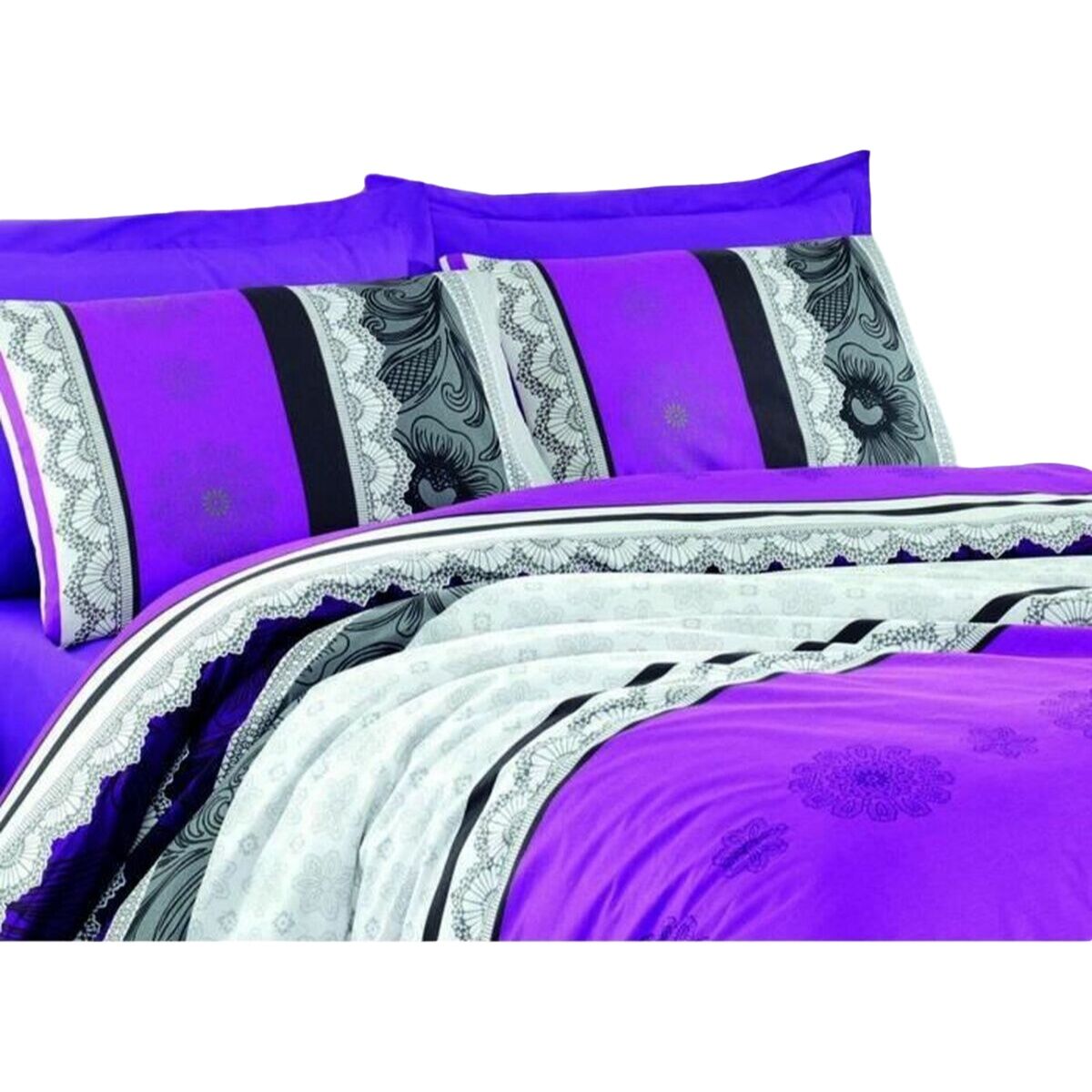 Juego de funda nórdica Morado Cama de 200 3 Piezas