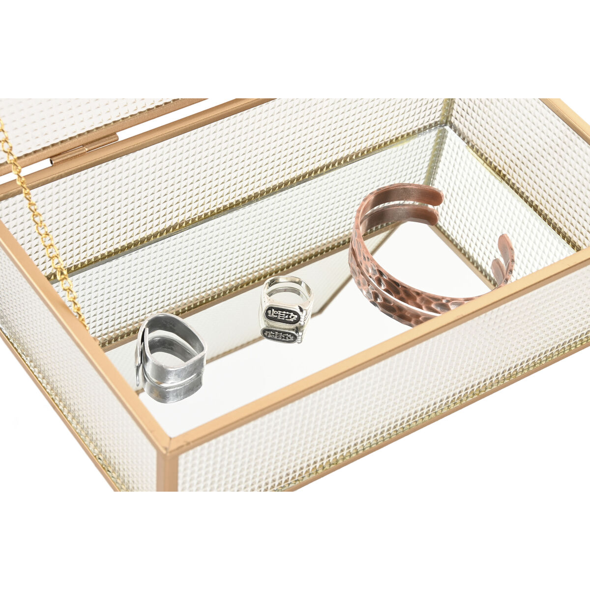 Caja-Joyero Home ESPRIT Dorado Metal Cristal 24 X 15 X 6,5 CM