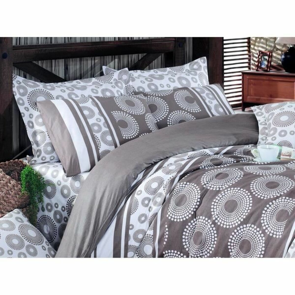 Juego de funda nórdica Marrón Cama de 200 3 Piezas