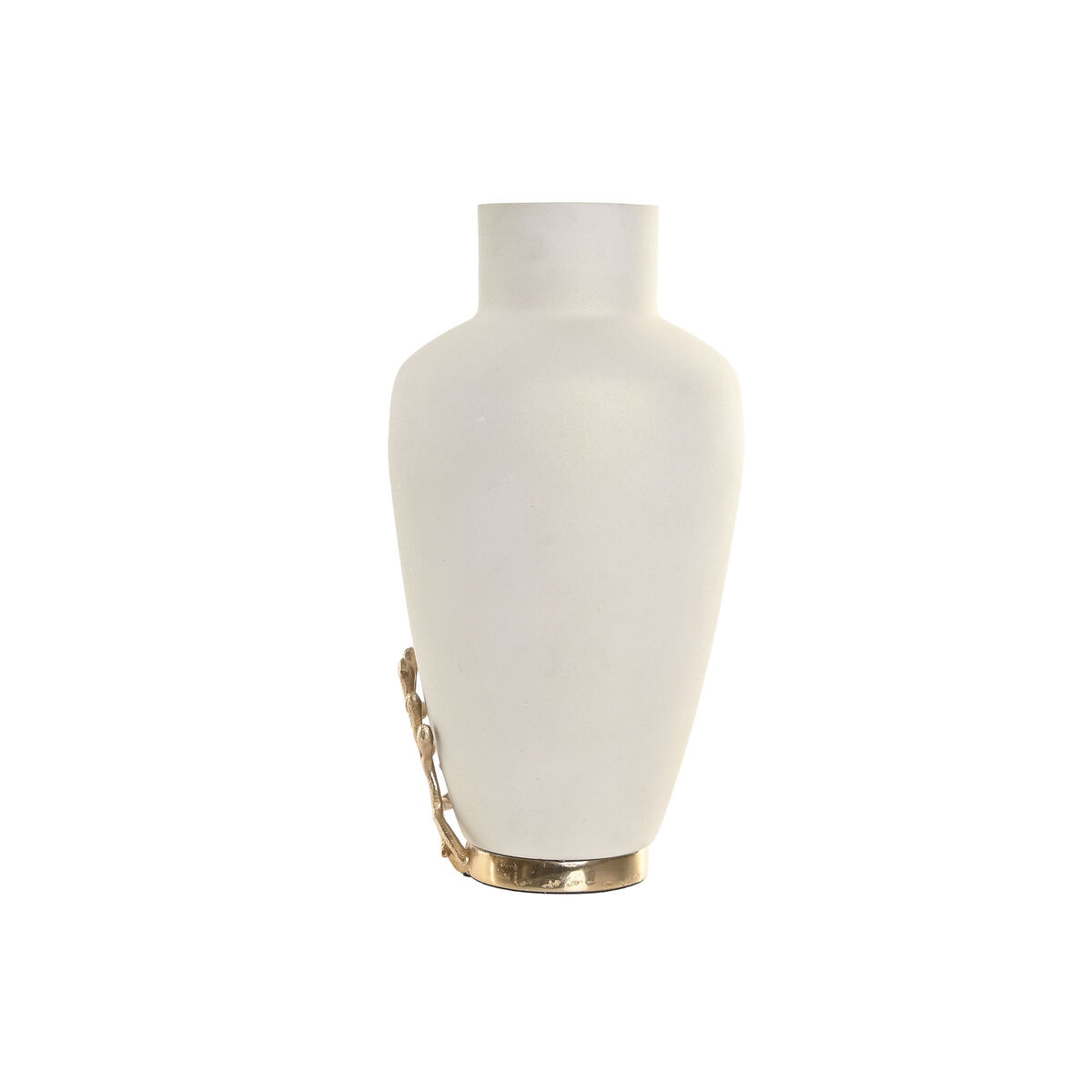 Jarrón Home ESPRIT Blanco Dorado Aluminio Moderno 16 x 16 x 31 cm