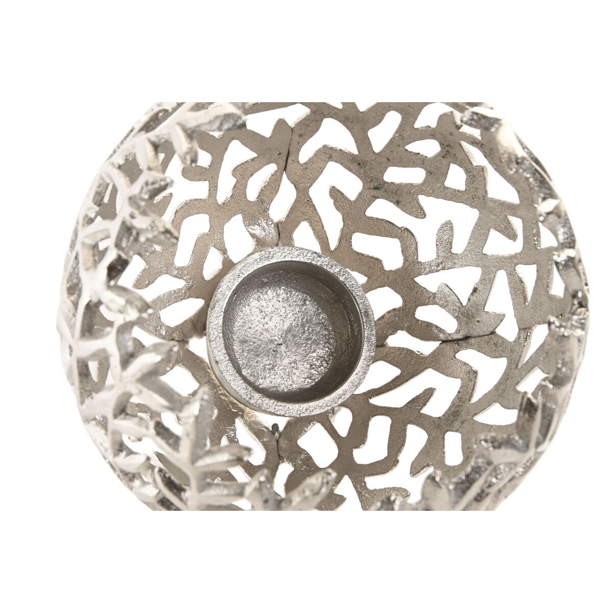 Portavelas Home ESPRIT Plateado Aluminio 20 x 20 x 18 cm