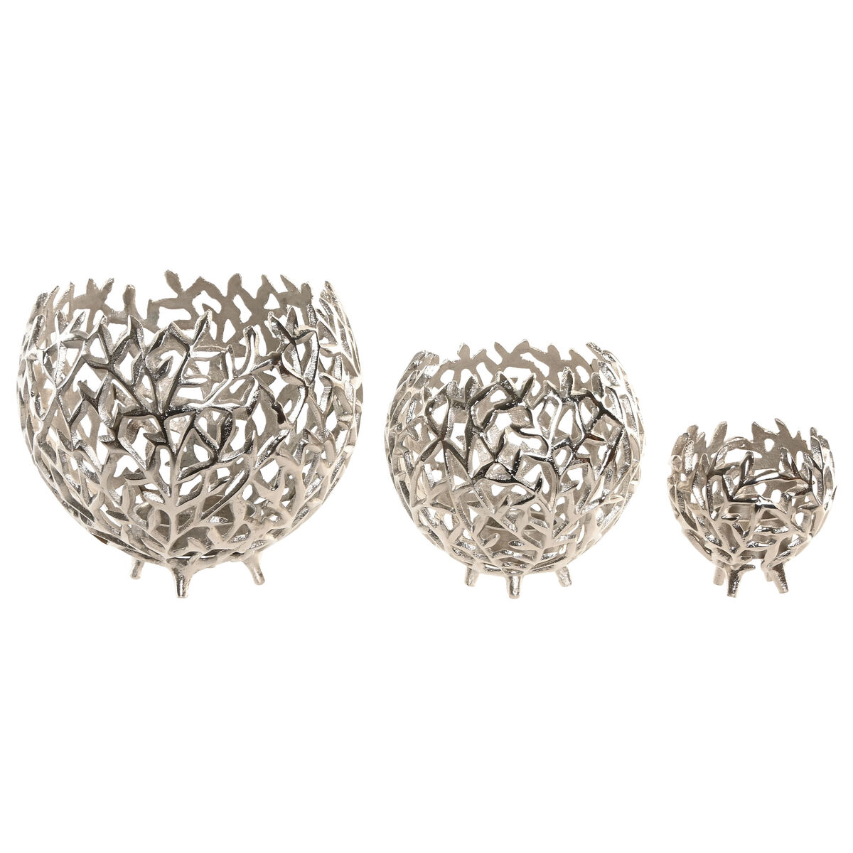 Portavelas Home ESPRIT Plateado Aluminio 20 x 20 x 18 cm