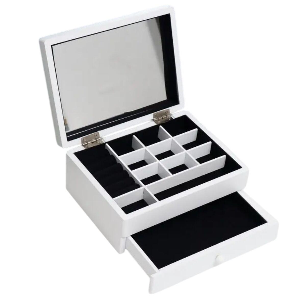 Caja-Joyero Home ESPRIT Blanco Madera MDF 21 x 17 x 9 cm