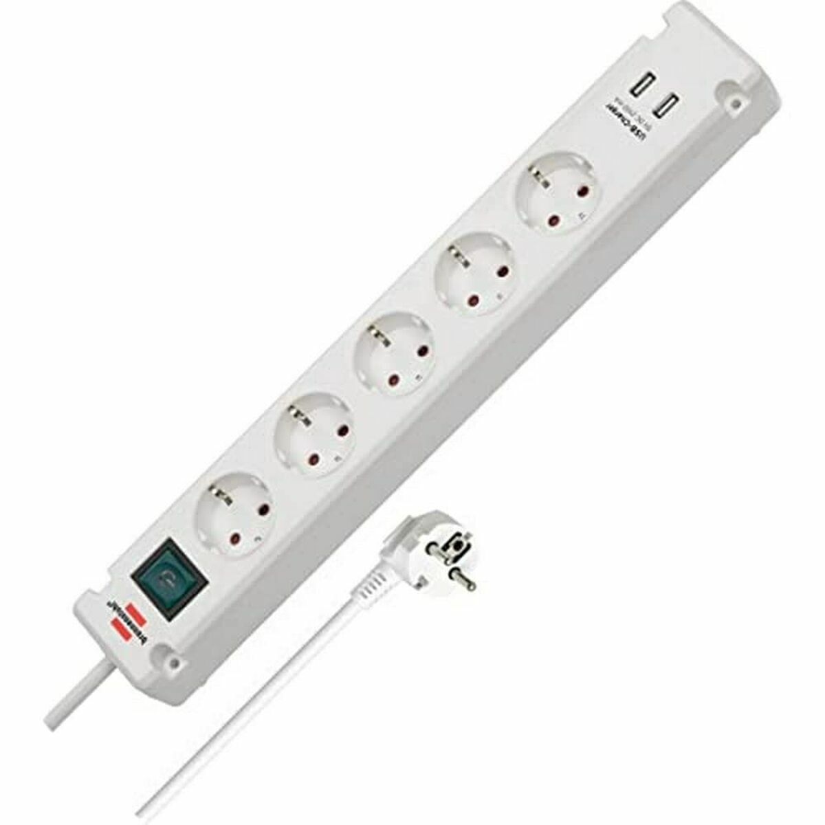 Regleta Enchufes 5 Tomas con Interruptor Brennenstuhl Bremounta 3600 W USB x 2 (3 m)