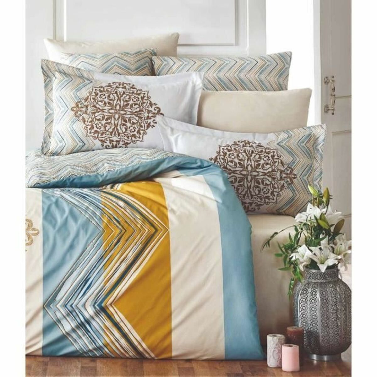 Juego de funda nórdica Blanco Cama de 200 3 Piezas