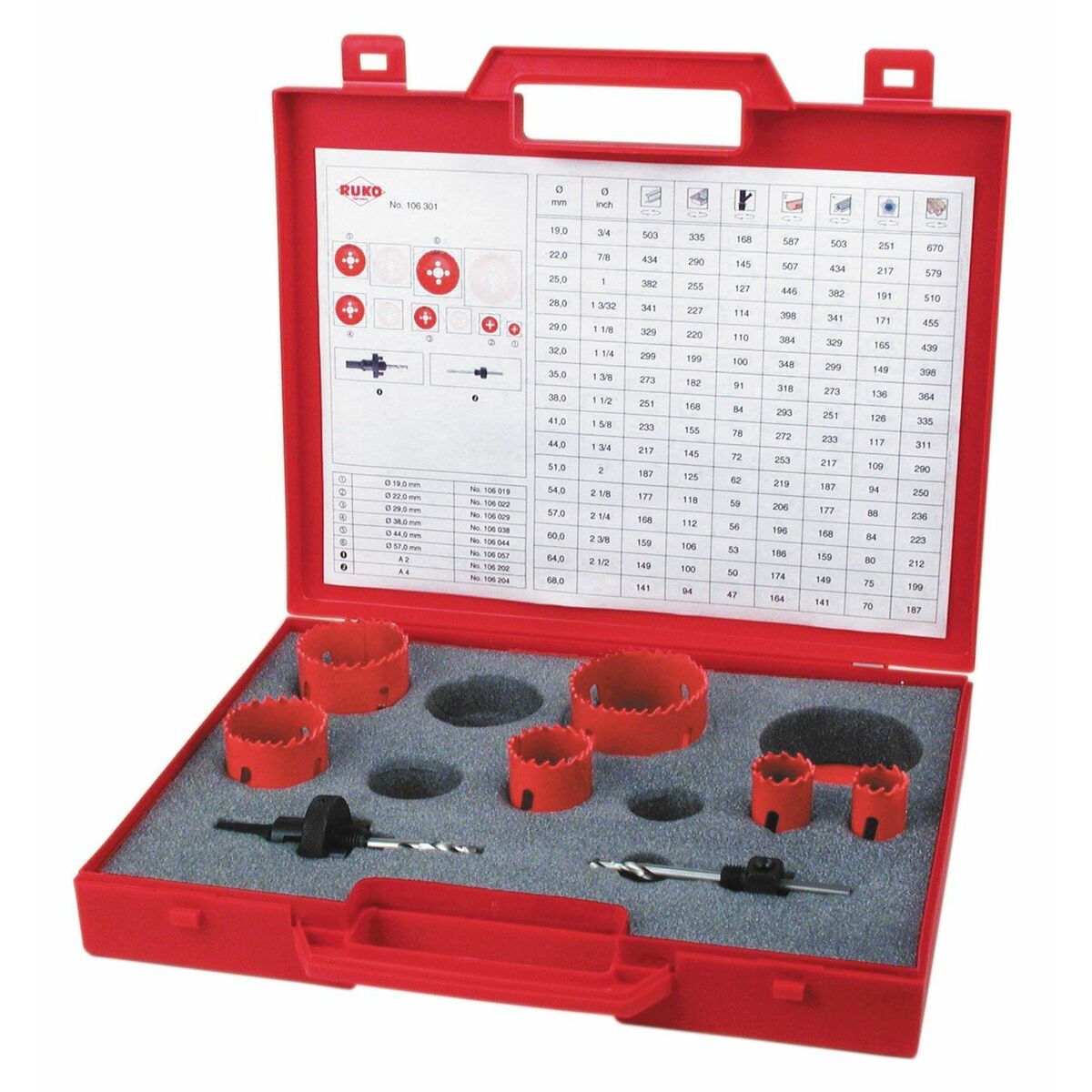 Set de coronas perforadoras RUKO 106301 Acero de alta velocidad (HSS) 8 Piezas