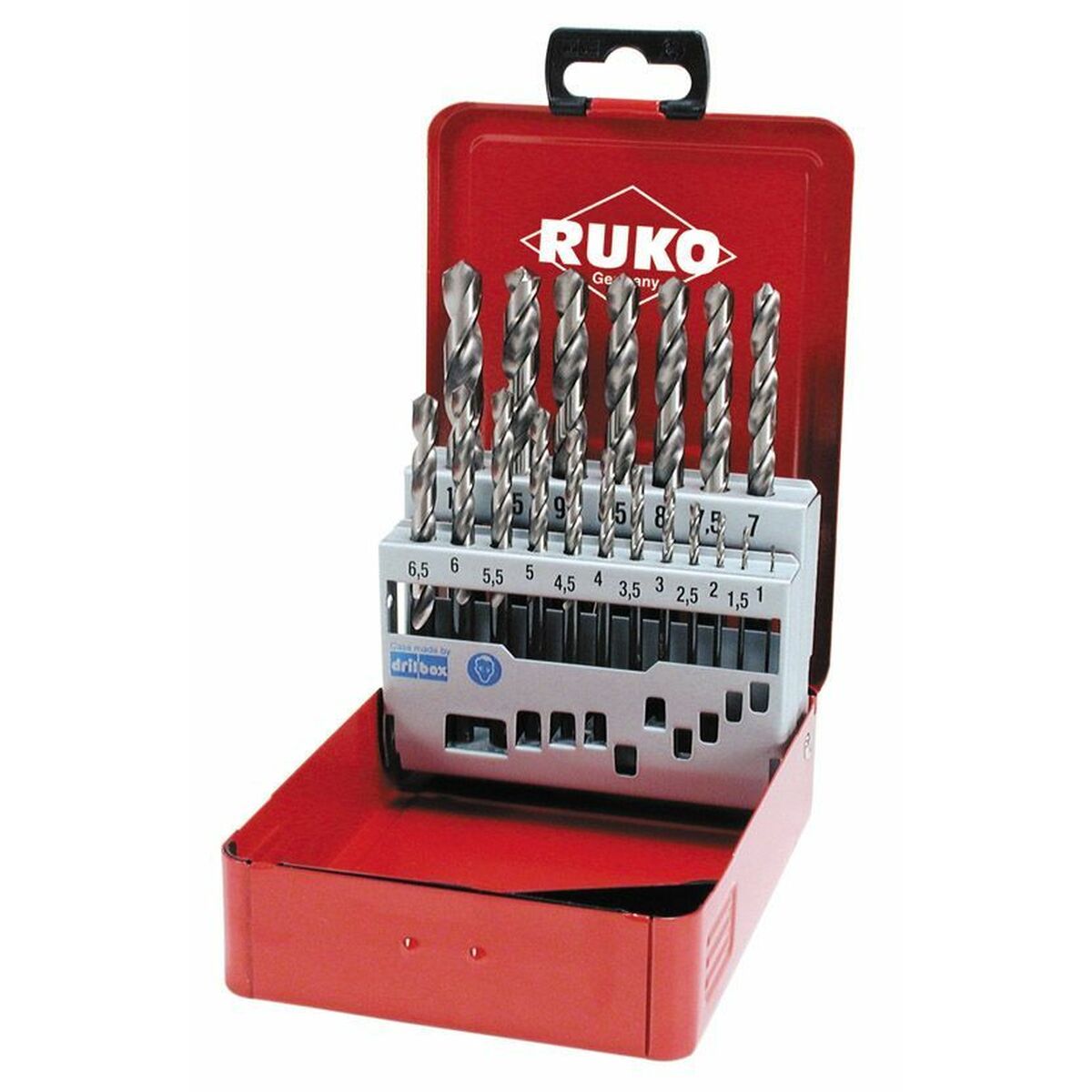 Set de brocas RUKO Acero de alta velocidad (HSS) Estuche DIN 338 25 Piezas (25 Unidades)