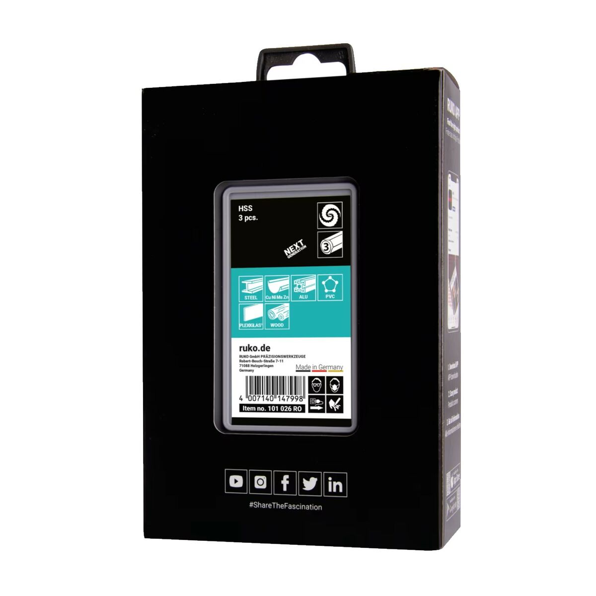 Set de brocas RUKO 101026RO Acero de alta velocidad (HSS) Estuche 3 Piezas