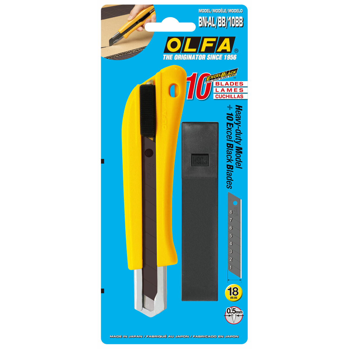 Cúter Olfa  BN-AL 18 X 0,5 MM Amarillo Negro 18 mm 10 Piezas