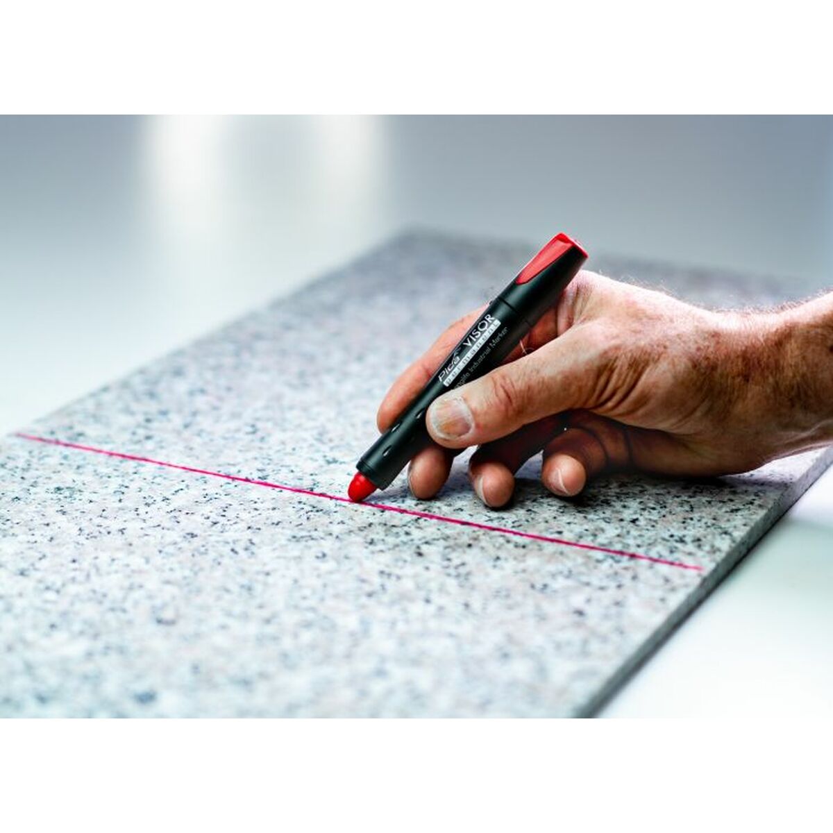 Marcador Pica Permanente Azul Industrial