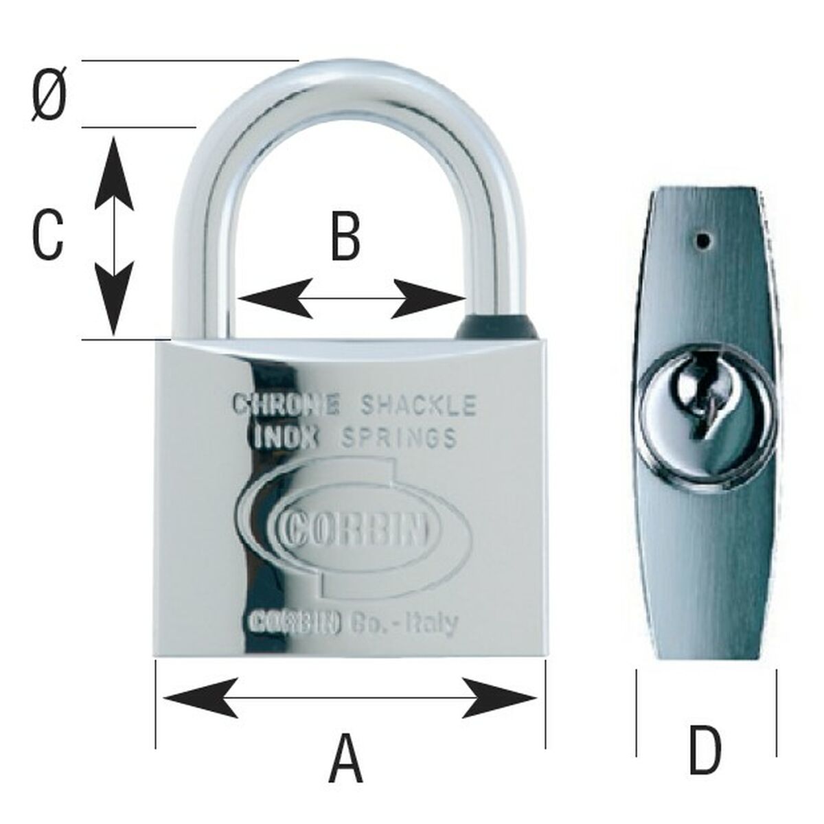 Candado de llave CORBIN Euromarine 30 mm Arco Acero Inoxidable Latón