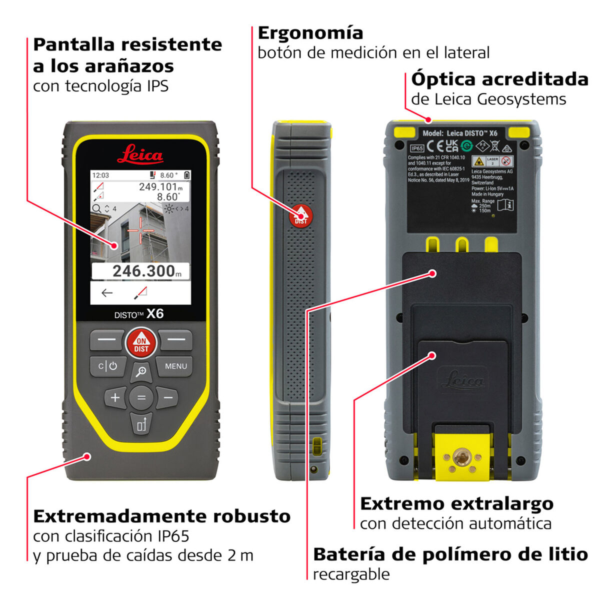 Telémetro Leica Geosystems Disto X6 250 m