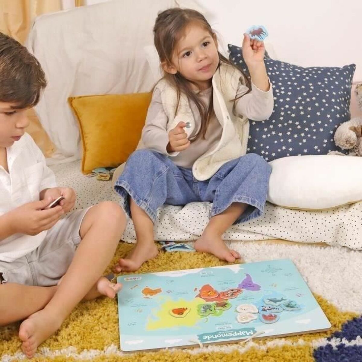 Juego Educativo 40 x 30 cm Multicolor Mapamundi