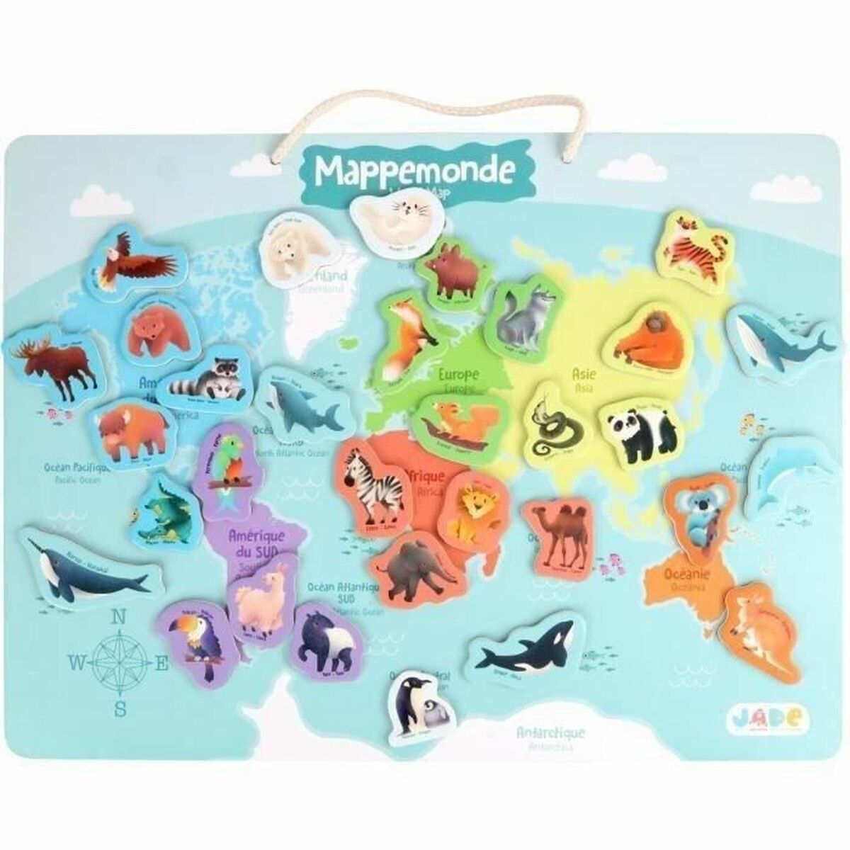 Juego Educativo 40 x 30 cm Multicolor Mapamundi