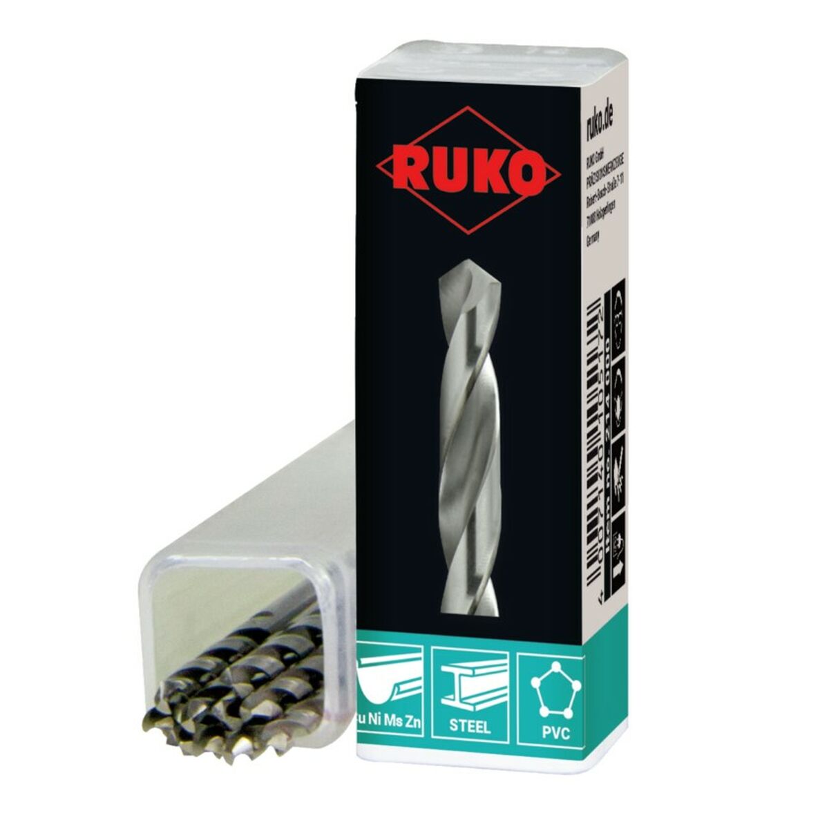 Broca para metal RUKO 80 mm DIN 338 Ø 4,75 mm Helicoidal 10 Unidades