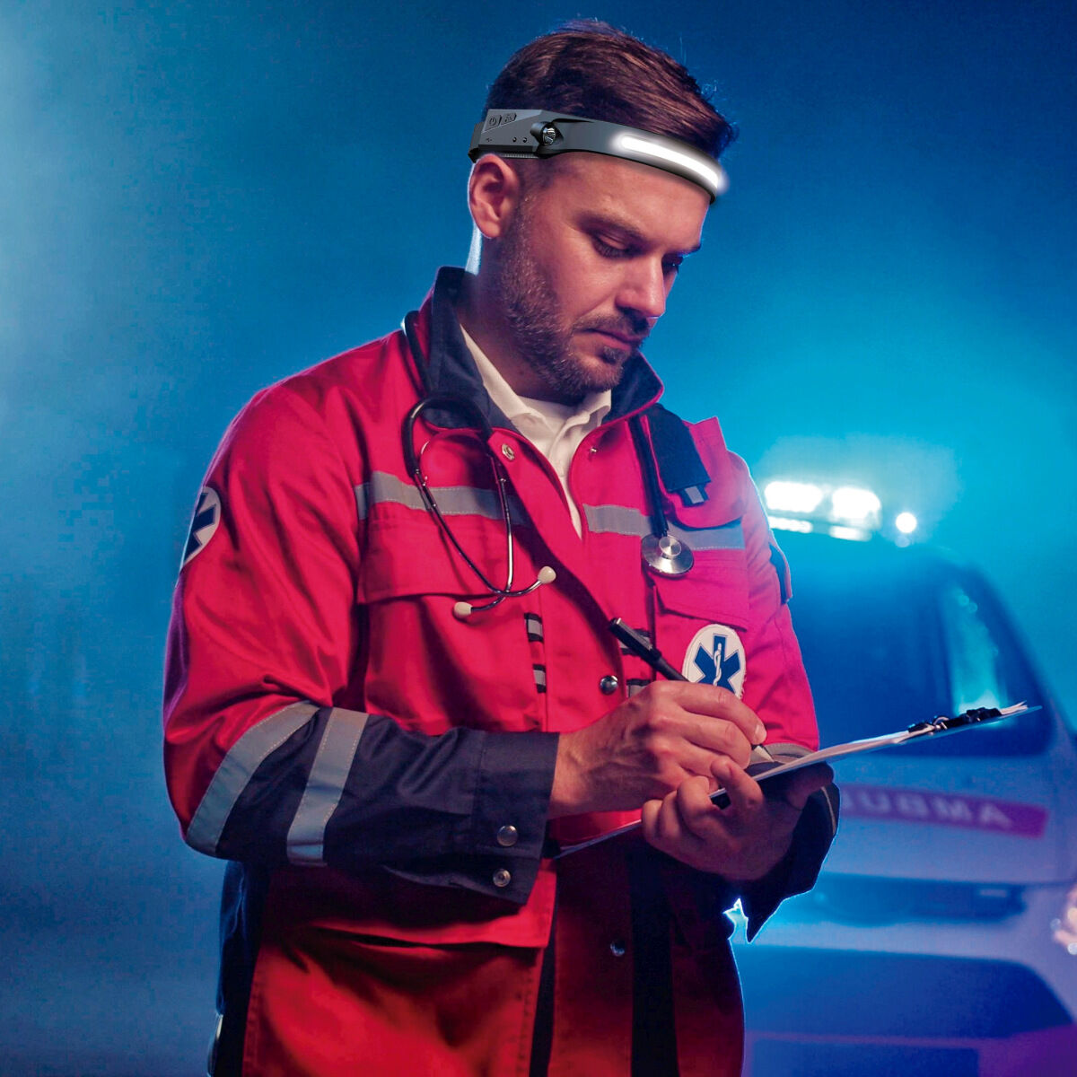 Linterna Frontal LED Recargable y Ajustable Velamp 5 W 350 lm