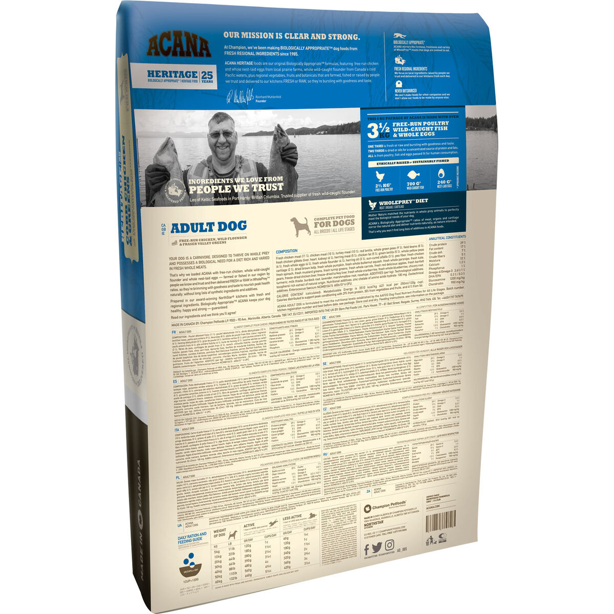 Pienso Acana Dog TF Heritage Adult Adulto Pollo Pavo Pescado 11,4 Kg 1 kg