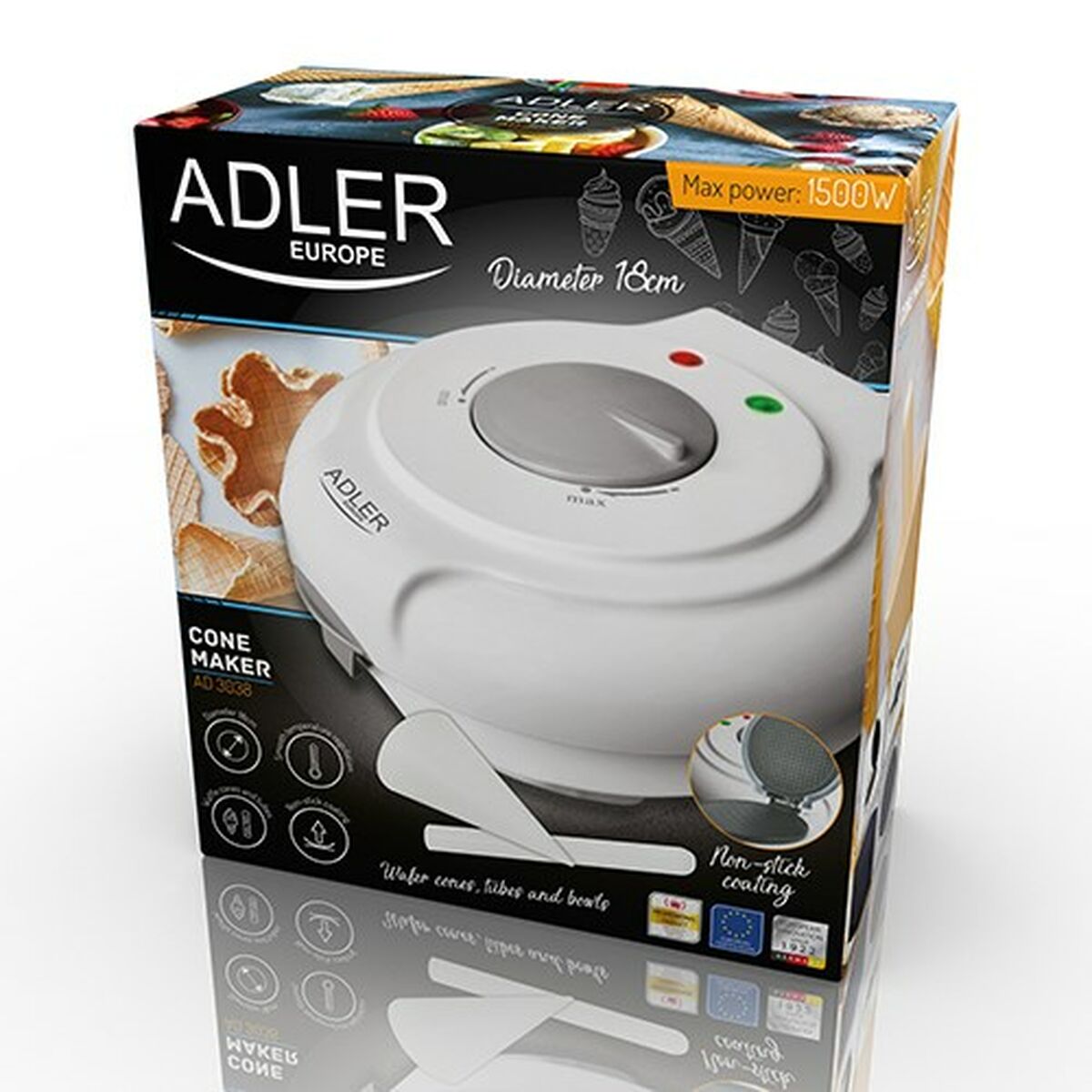 Gofrera Adler AD 3038 Blanco Gris 1500 W