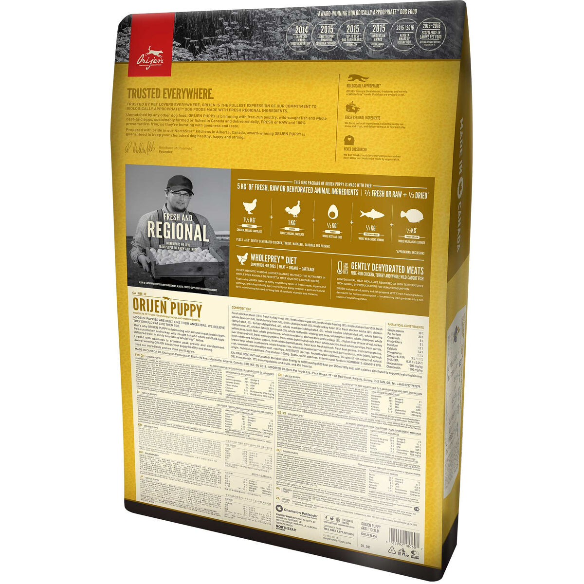 Pienso Orijen Puppy Cachorro/Junior Pollo Pavo Pescado 11,4 Kg