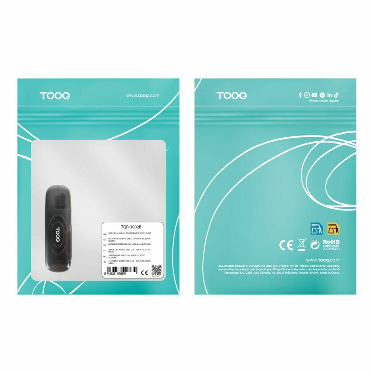 Lector de Tarjetas TooQ TQR-3002B Negro
