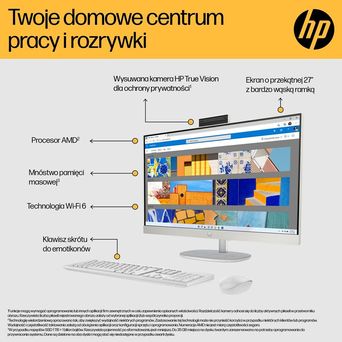 All in One HP 9U2K5EA 27" AMD Ryzen 5 7520U 16 GB RAM 512 GB SSD