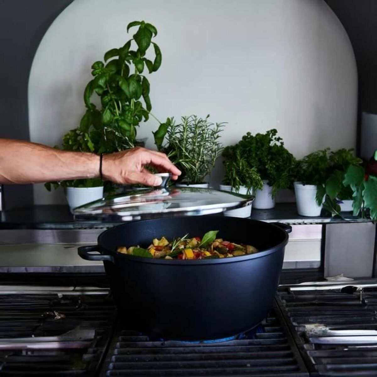 Cacerola Con Tapa Baumalu Negro Ø 32 cm 10 L