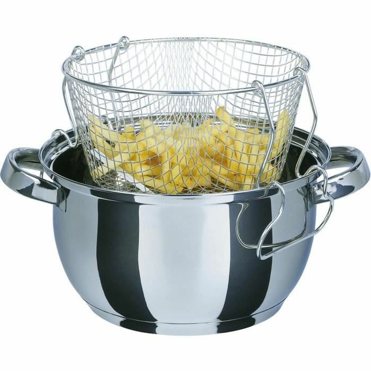 Sartén Freidora con Cesto GSW Acero Inoxidable Ø 22 cm Plateado