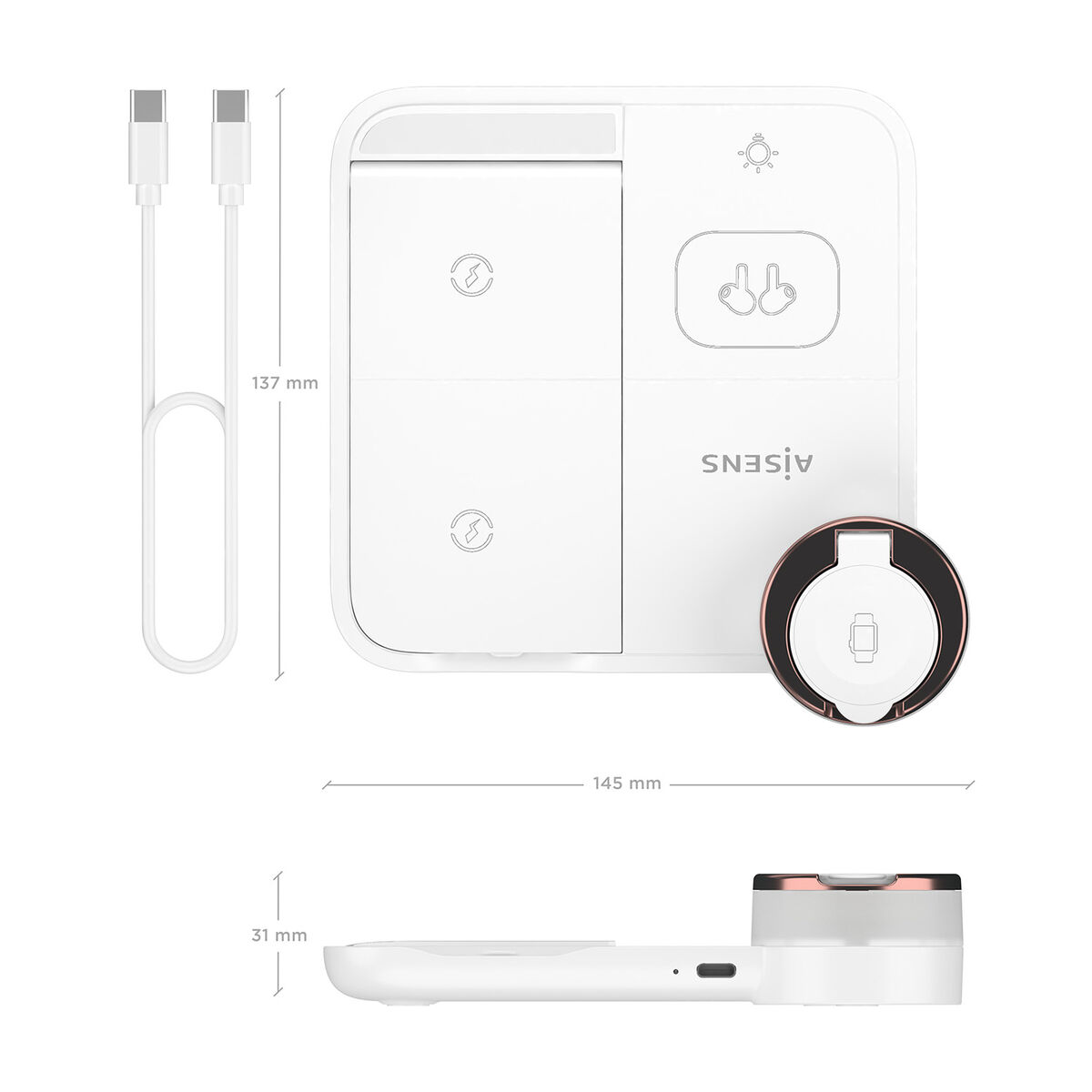 Cargador Inalámbrico Aisens ASCH-15W4WC061-W 15 W Blanco