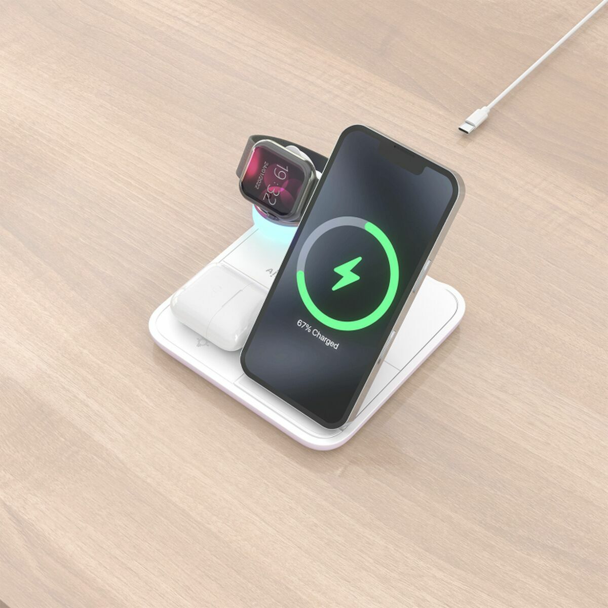 Cargador Inalámbrico Aisens ASCH-15W4WC061-W 15 W Blanco