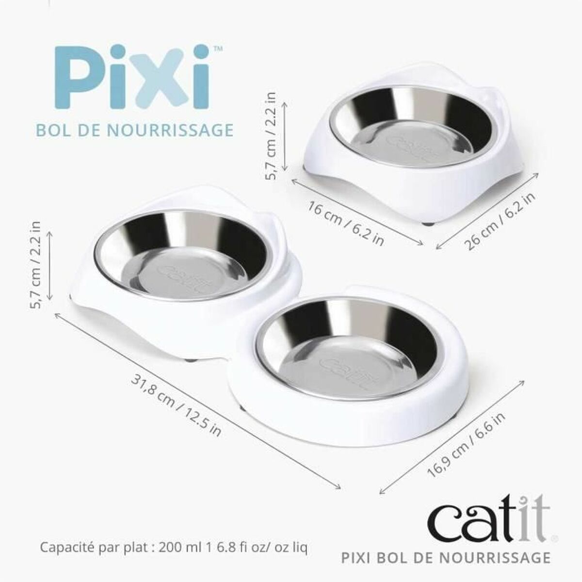 Comedero para Gato Catit Blanco Acero Inoxidable