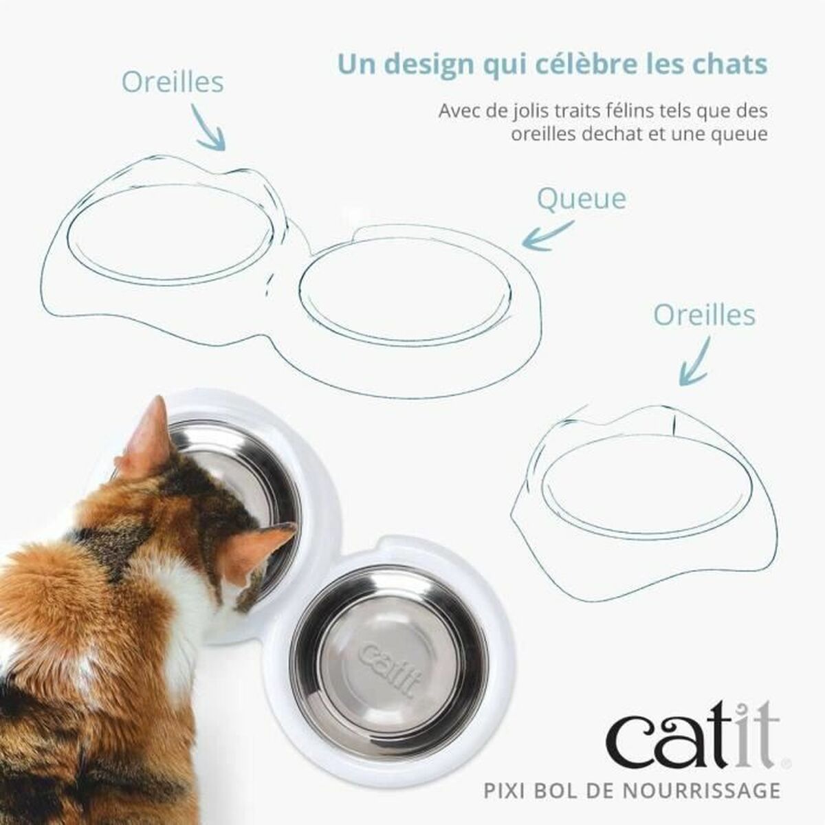 Comedero para Gato Catit Blanco Acero Inoxidable