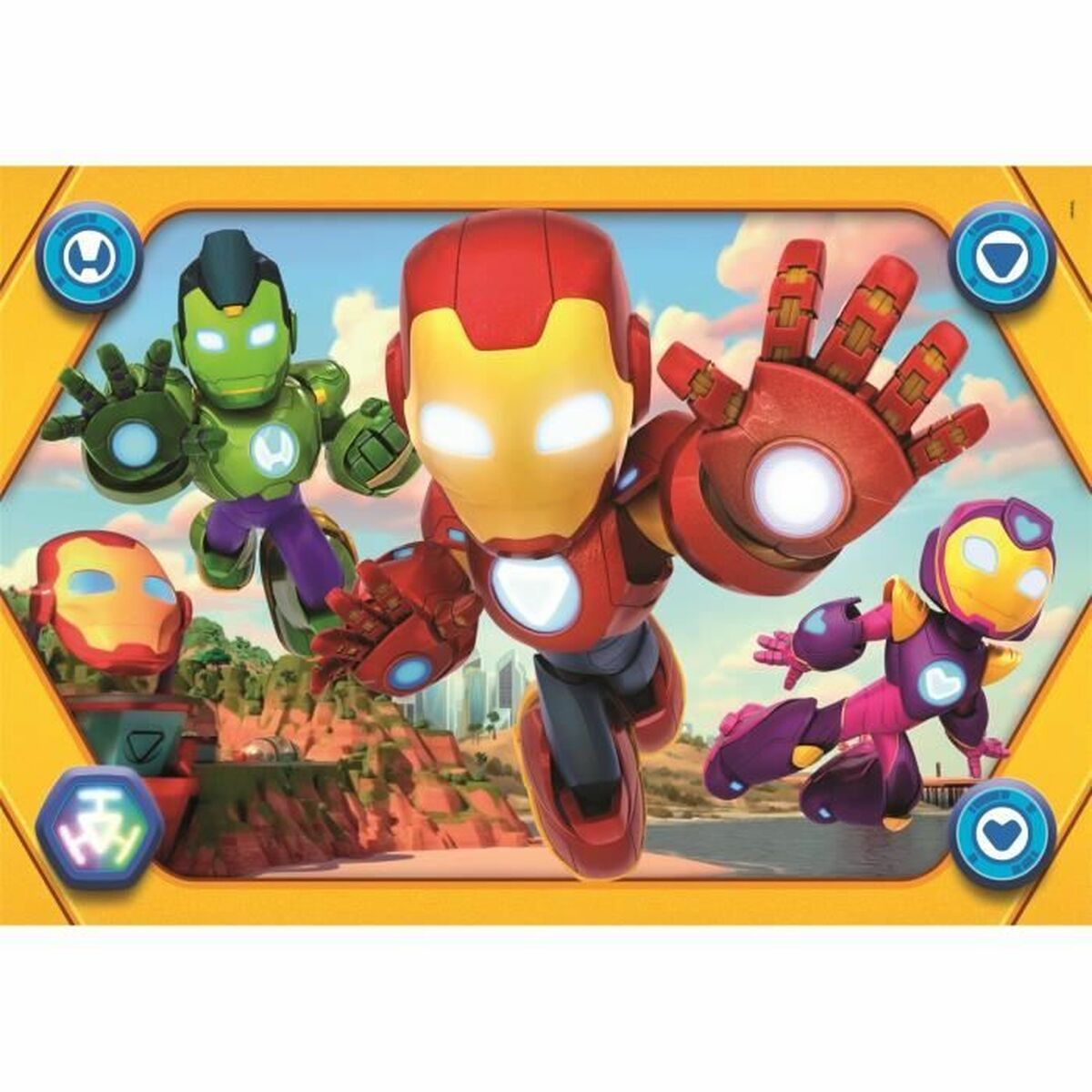 Puzzle Clementoni Maxi - Iron Man and his awesome friends 62 x 42 cm 104 Piezas