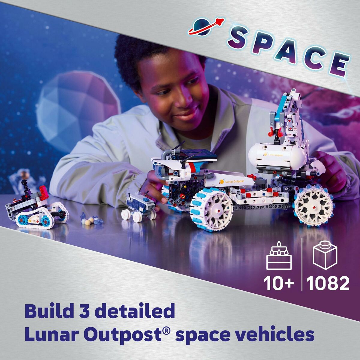 Juego de Construcción Lego 42211 Lunar Outpost Moon Rover Space Vehicle 1082 Piezas